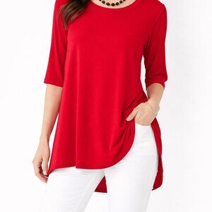 NWOT - SYMPLI  Red Crew Tunic with 3/4 sleeve - 10